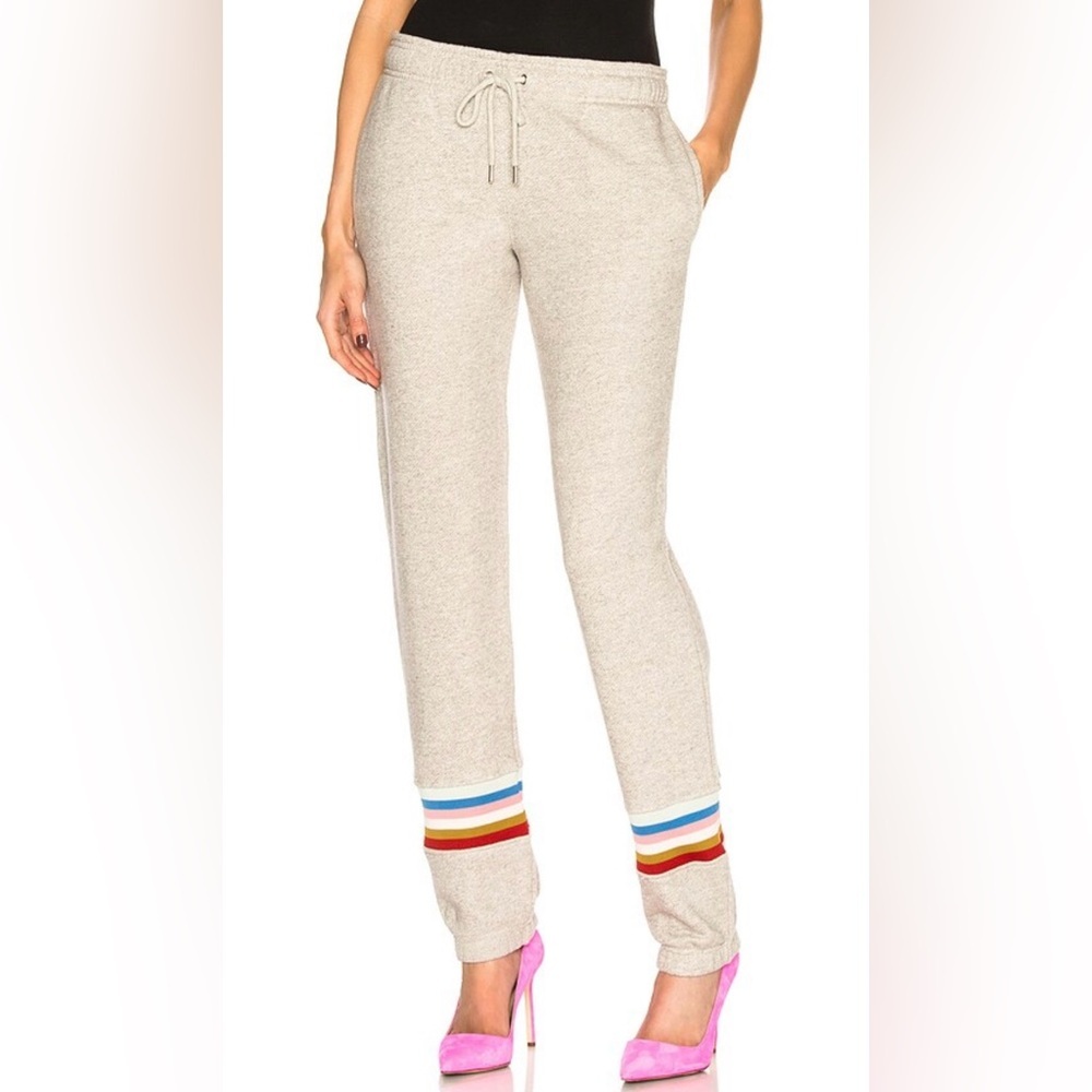 ALEXACHUNG Multicolor Rib Insert Gray Sweat Pants - Picture 2 of 7